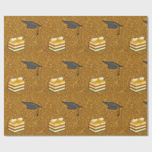 Papel de embrulho de formatura com brilho dourado