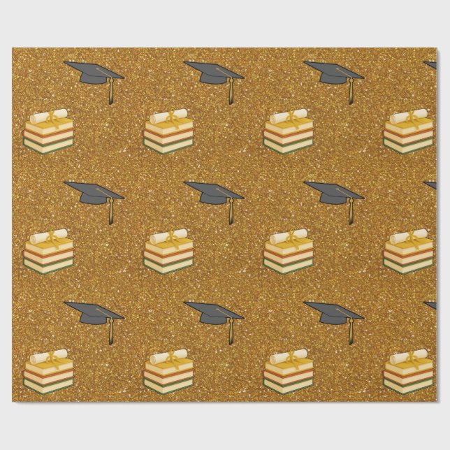 Papel de embrulho de formatura com brilho dourado (Aberto)