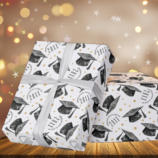 Papel de embrulho de formatura preto e branco mode (Graduation Gift Wrap)