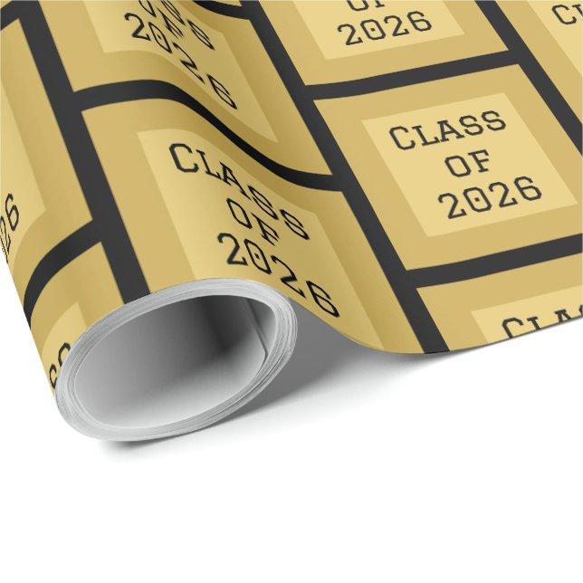 Papel de Embrulho de Formatura Preto e Dourado | 2 (Ponta do rolo)