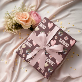 Papel de embrulho de foto Boho Rainbow Love