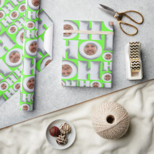 Papel de embrulho de foto personalizada HO HO HO –