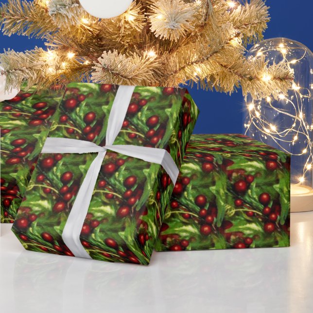 Papel de embrulho de framboesa de Natal (Feriados)