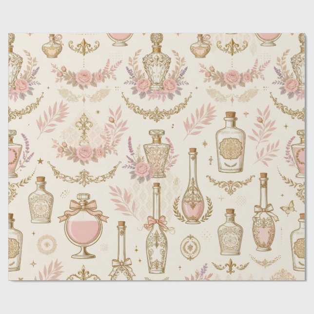 Papel de Embrulho de Frasco de Perfume Antigo (Aberto)