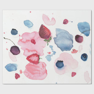Papel de embrulho de frutas em aquarela