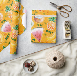 Papel de embrulho de frutas tropicais