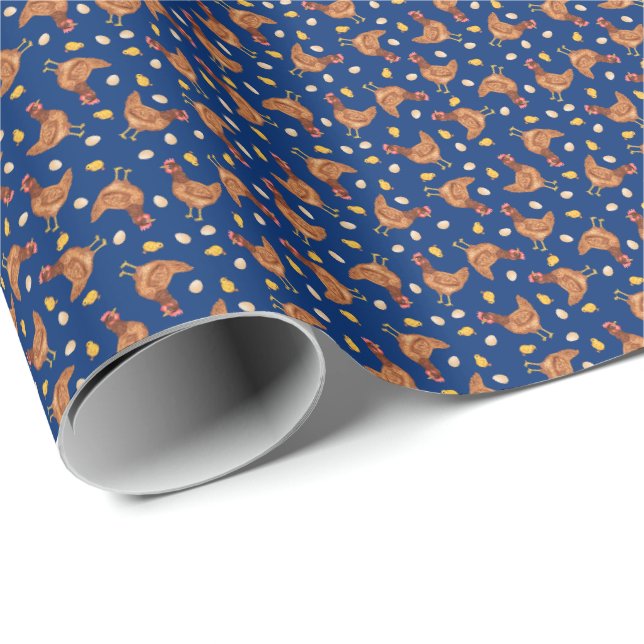 Papel de embrulho de galinhas, pintinhos e ovos (Ponta do rolo)