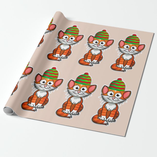 papel de embrulho de gatinho de natal (Desenrolado)