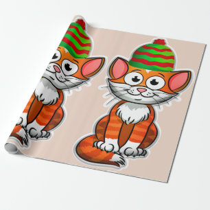 papel de embrulho de gatinho de natal