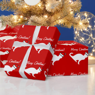 Papel de embrulho de gato de Natal gatinho branc