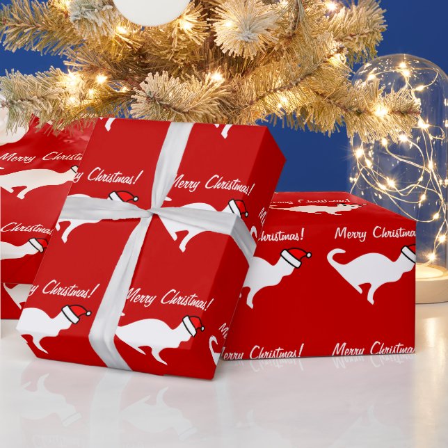 Papel de embrulho de gato de Natal | gatinho branc (Feriados)
