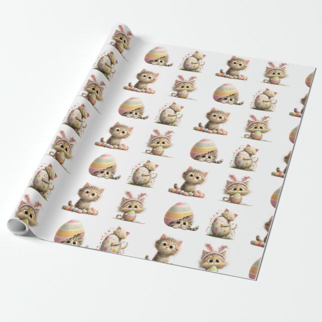 Papel de embrulho de gato de Páscoa fofo (Desenrolado)
