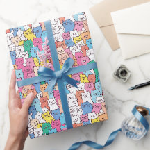 Papel de embrulho de gato, embrulho de presente de