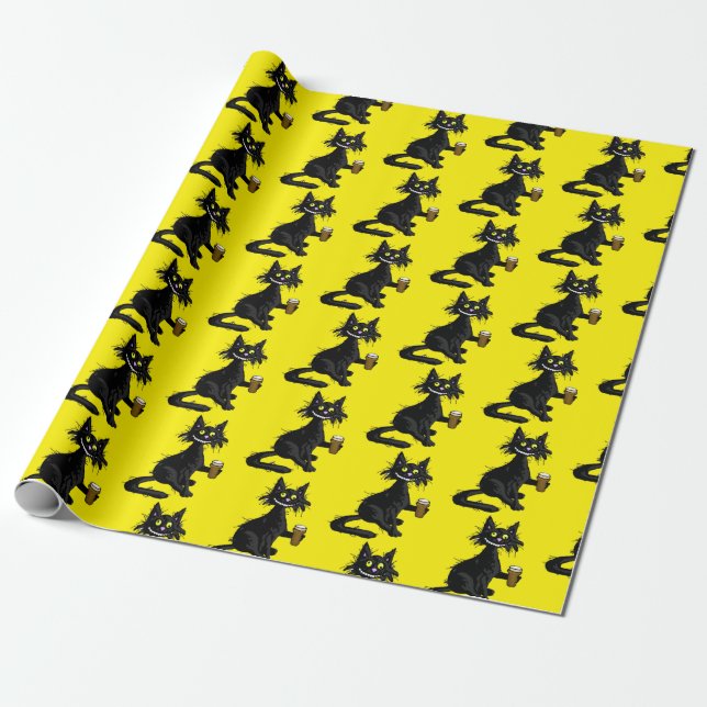 Papel de embrulho de gato engraçado (Desenrolado)
