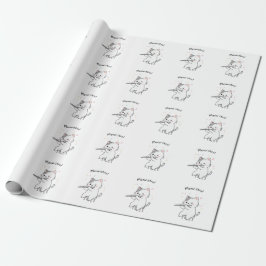 Papel de embrulho de gato engraçado tocando flauta