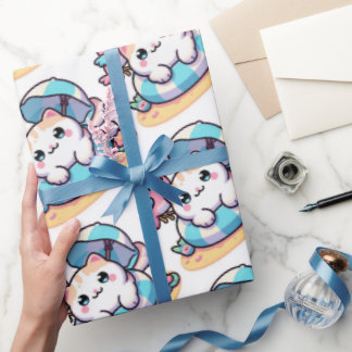 papel de embrulho de gato kawaii fofo