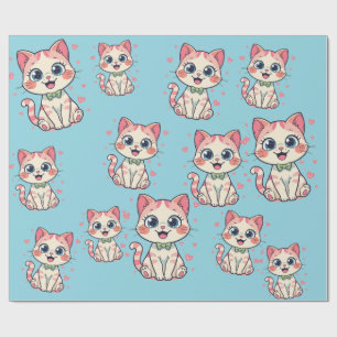 Papel de embrulho de gatos de desenho animado fofo