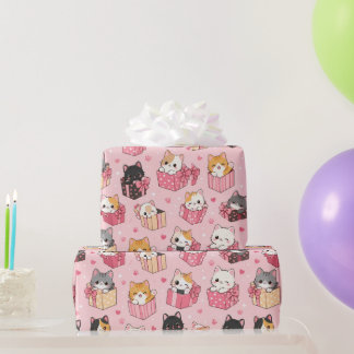 Papel de embrulho de gatos Kawaii fofo para amante
