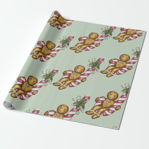 Papel de embrulho de gengibre Candy Cane