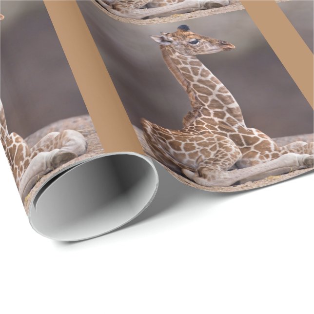 Papel de embrulho de girafa bebê (Ponta do rolo)