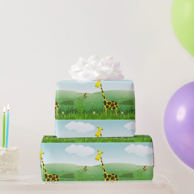 Papel de embrulho de girafa para crianças fofas (Presentes para festas)