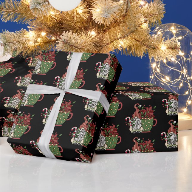 Papel de embrulho de gnomos de café de Natal (Feriados)