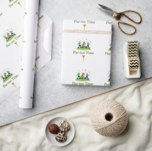 Papel de embrulho de golfe Par-tee Time   Presente