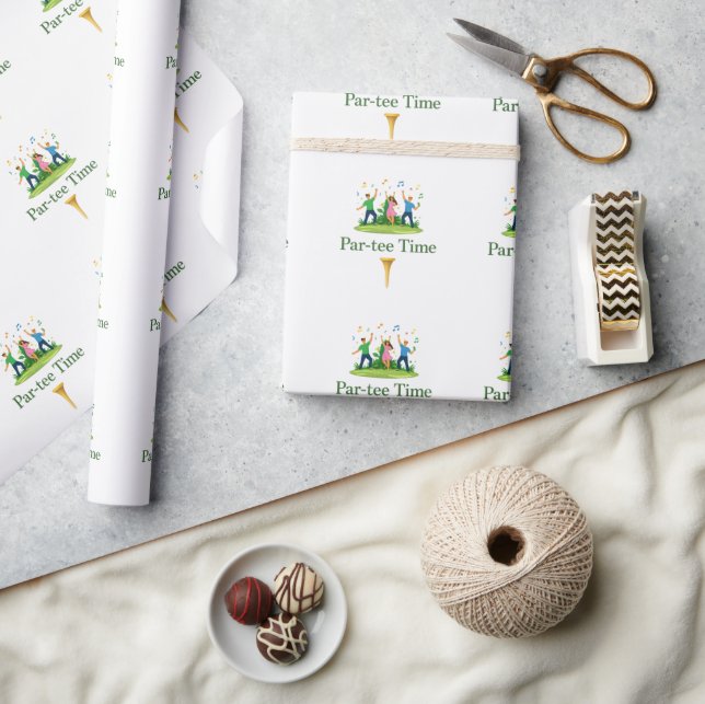 Papel de embrulho de golfe Par-tee Time | Presente (Artesanato)