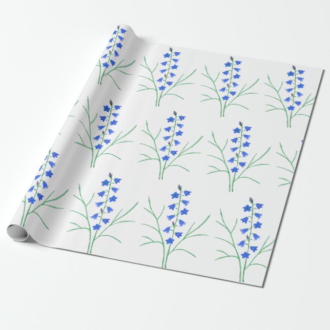 Papel de embrulho de grande impressão Bluebells (Desenrolado)
