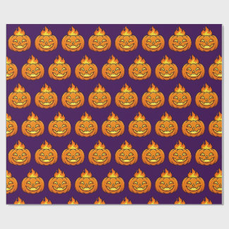 Papel de embrulho de Halloween com abóbora flameja