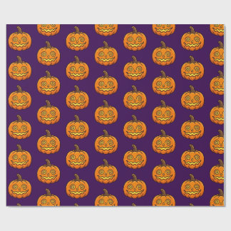 Papel de embrulho de Halloween com abóbora flameja