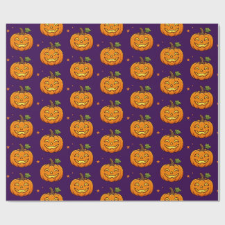 Papel de embrulho de Halloween com abóbora flameja