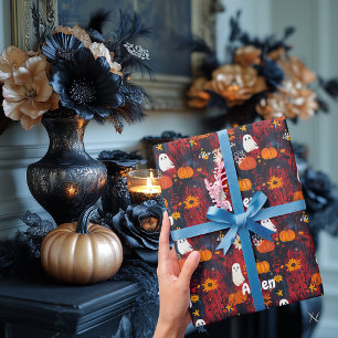 Papel de embrulho de Halloween com design fofo ass