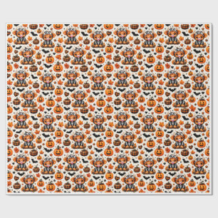 Papel de embrulho de Halloween com esqueleto de va