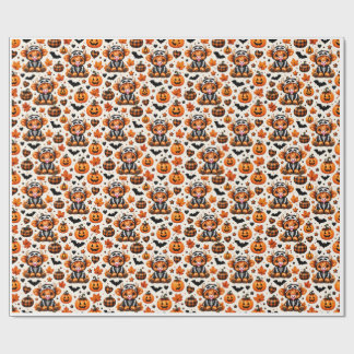 Papel de embrulho de Halloween com esqueleto de va