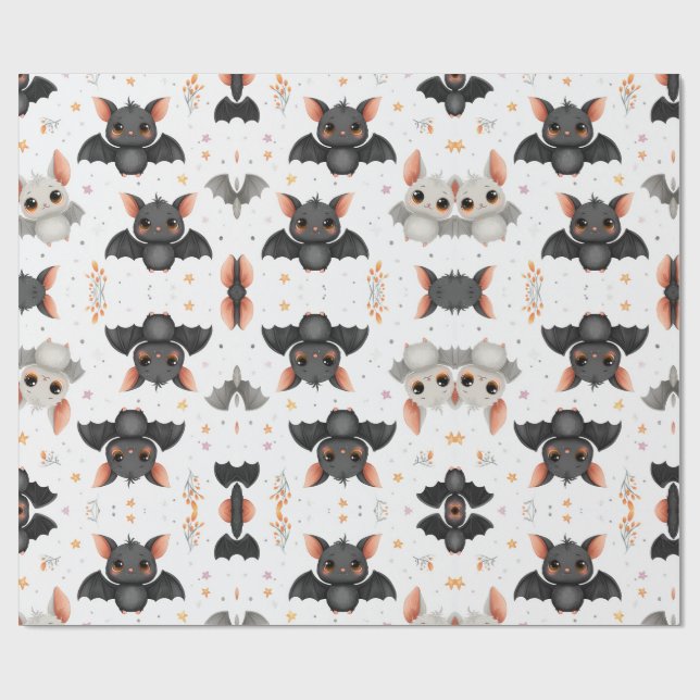 Papel de embrulho de Halloween com morcegos bebês  (Aberto)