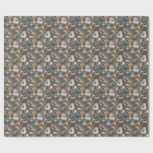 Papel de embrulho de Halloween de Cogumelo Fantasm
