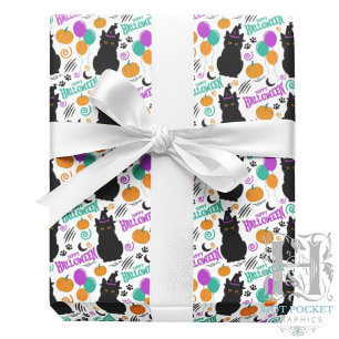 Papel de embrulho de Halloween de gato