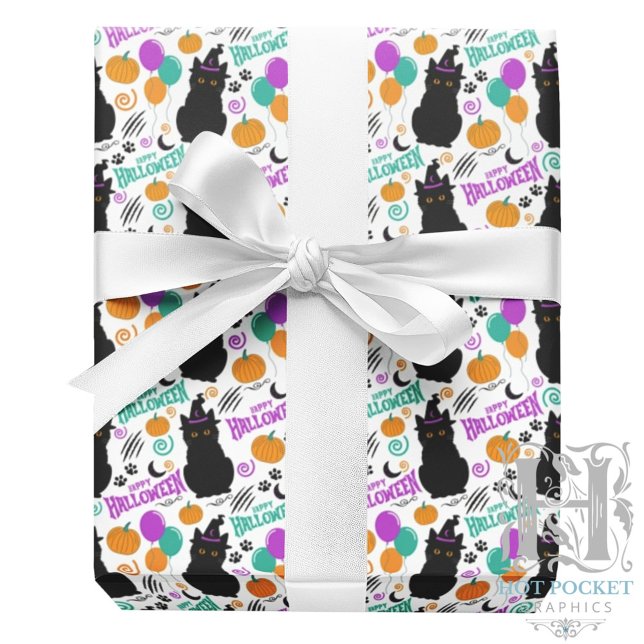 Papel de embrulho de Halloween de gato (Criador carregado)