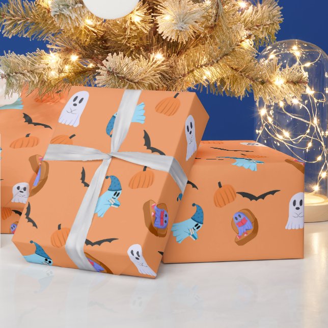 Papel de embrulho de Halloween Fantasma Abóbora Mo (Feriados)