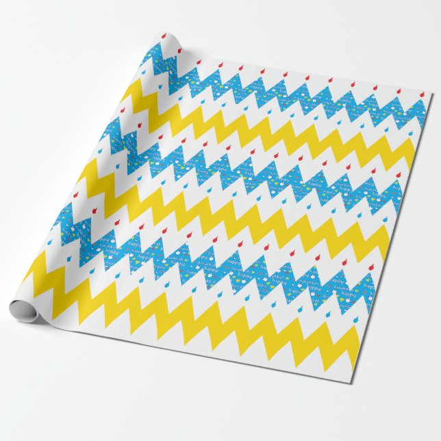 Papel de embrulho de Hanukkah "Chevron Menorah 2" (Desenrolado)