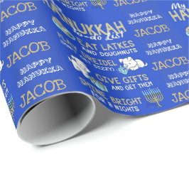 Papel de embrulho de Hanukkah com o nome da crianç