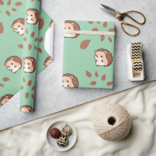 Papel de embrulho de Hedgehogs sem Sede Verde Ment