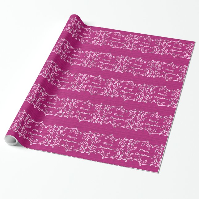 Papel de embrulho de Holly, Russo, Rosa (Desenrolado)