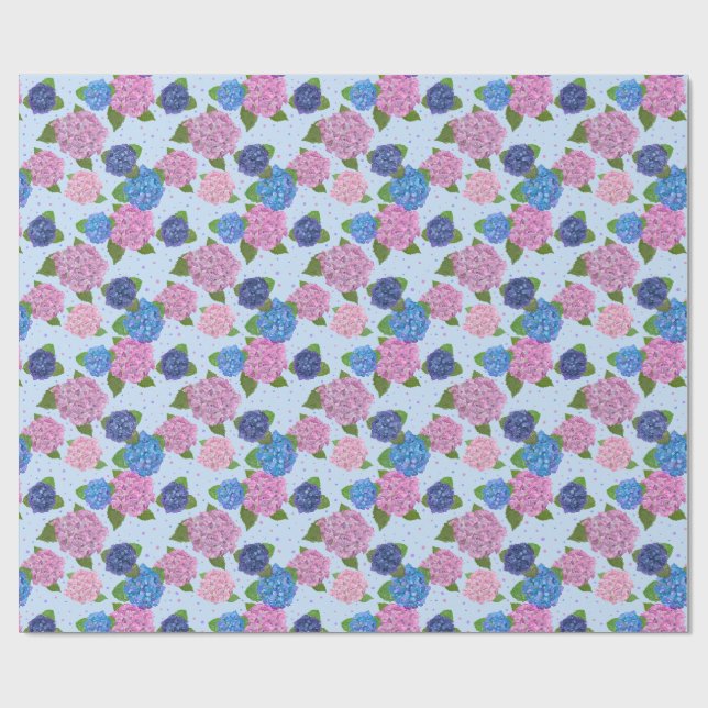 Papel de embrulho de Hortênsias em Aquarela (Aberto)