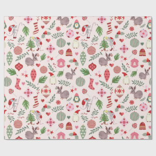 Papel de embrulho de ícones de Natal desenhados à 