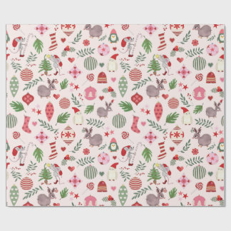Papel de embrulho de ícones de Natal desenhados à 