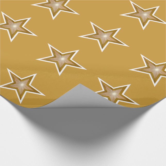 Papel de embrulho de impressão de estrelas Dourada (Ponta)
