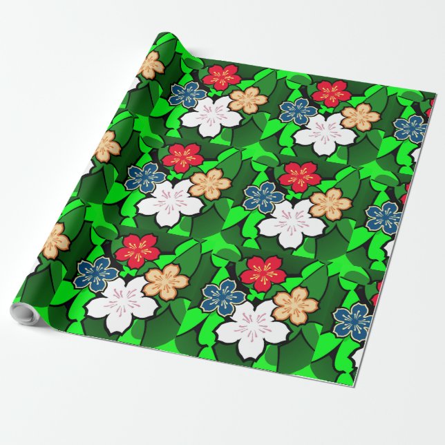 Papel de embrulho de impressão de flores (Desenrolado)