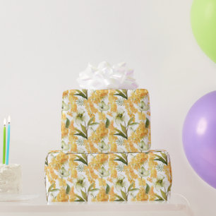 Papel de embrulho de lindas flores amarelas da pri
